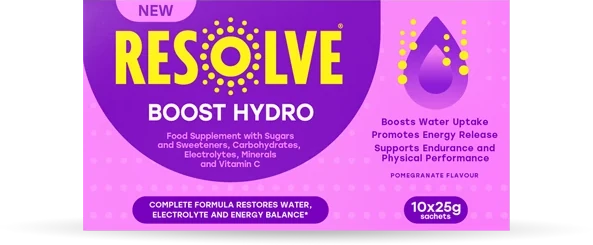 A front shot of the Resolve Boost Hydro Electrolyte Sachets)