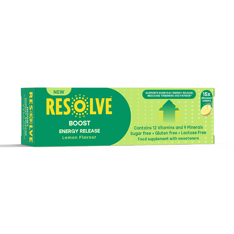 A front shot of the Resolve Boost Energy Release Effervescent Tablets
