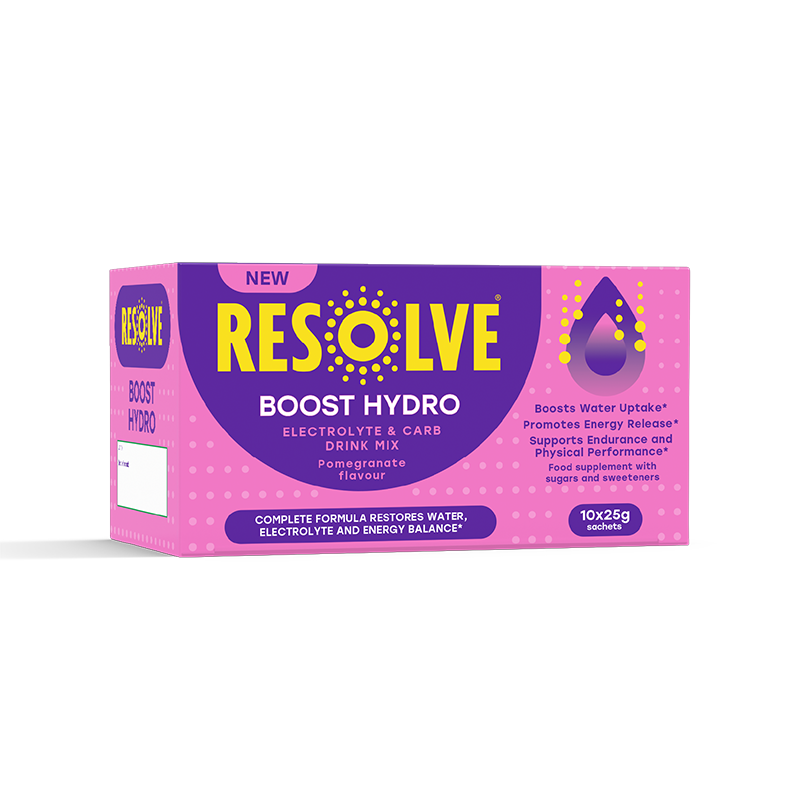 A front shot of the Resolve Boost Hydro Electrolyte Sachets