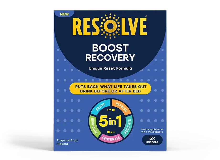 A front shot of the Resolve Boost Recovery Effervescent Sachets